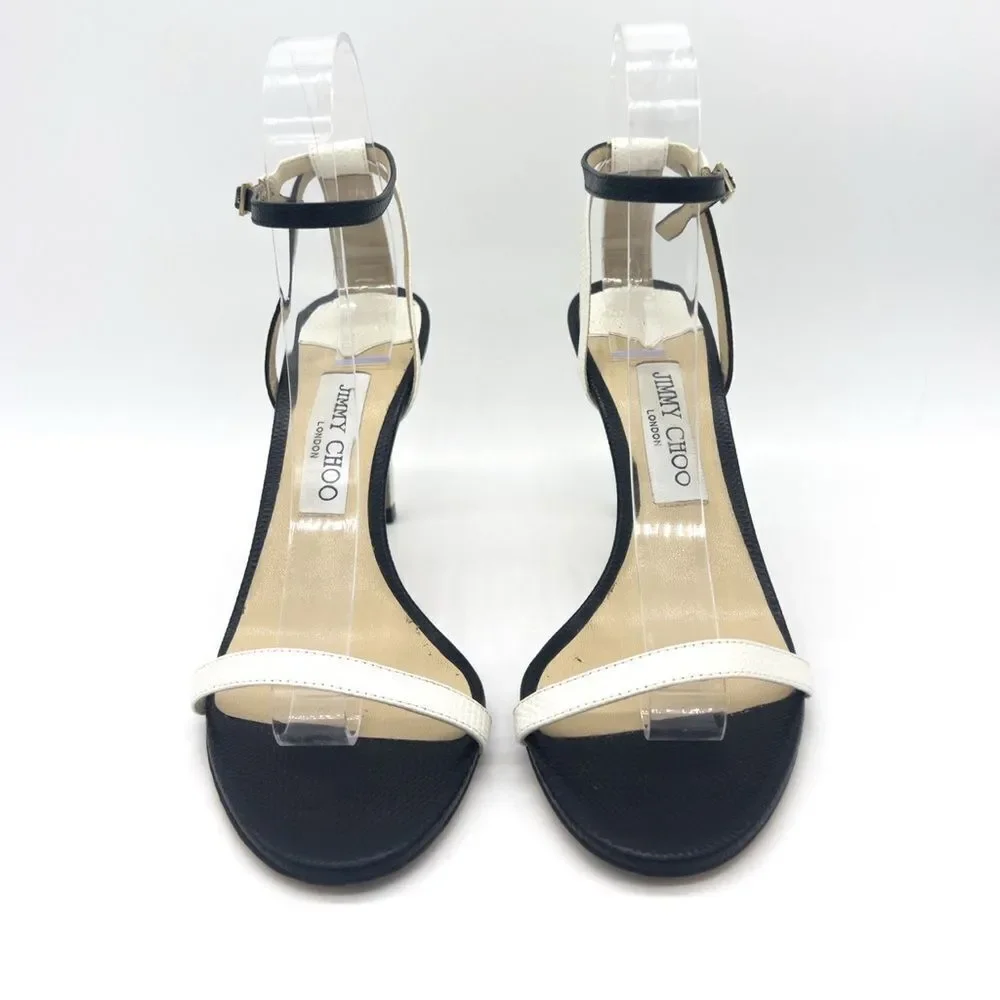 Jimmy Choo Minnie Black and White 85mm Stilettos Size 38.5 - Picture 2 of 12